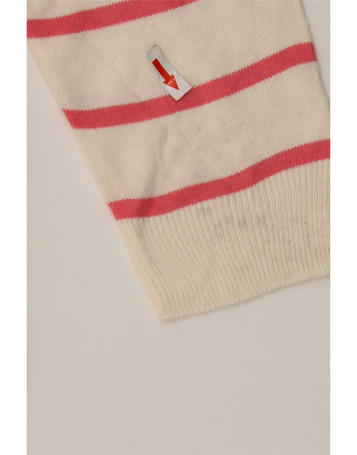 Marks & Spencer Dame V-hals sweater UK 14 Medium Pink Stribet