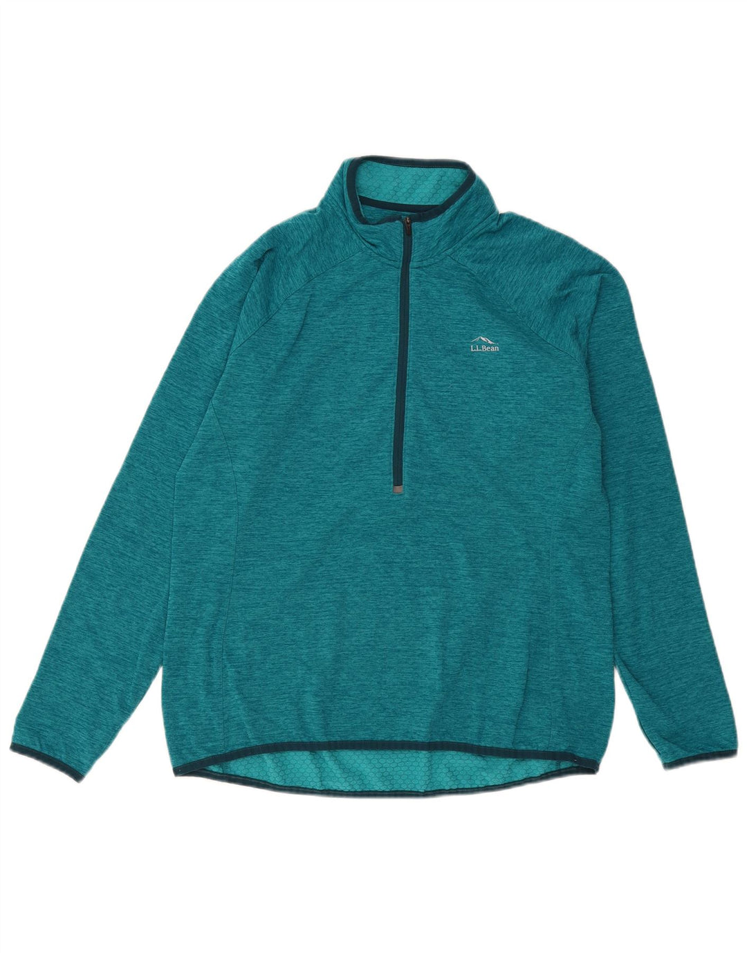 L.L.Bean Dame Pullover med lynlås-hals Træningsdragt Top UK 16 Stor grøn polyester