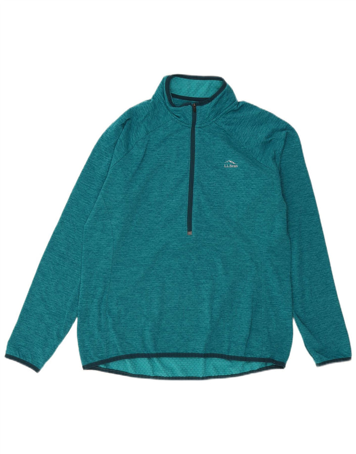 L.L.Bean Dame Pullover med lynlås-hals Træningsdragt Top UK 16 Stor grøn polyester