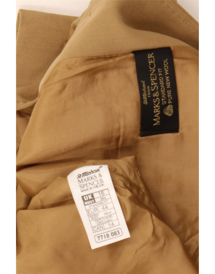 MARKS & SPENCER Dame 5-knaps blazerjakke UK 16 Stor beige uld