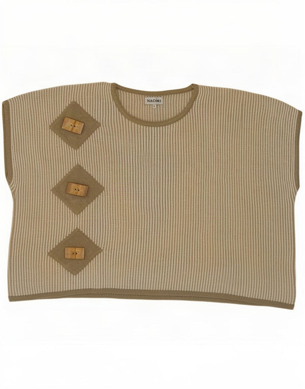 Naomi Dame Oversized Vest Tank Top US 2 XS Khaki Stribet Bomuld