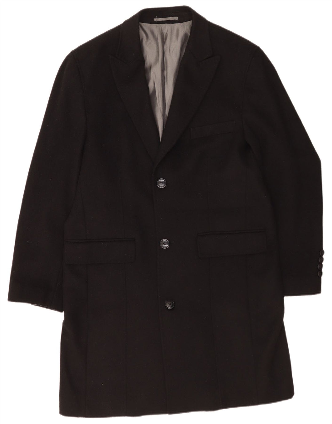 Pierre Cardin Herre Regular Fit Overfrakke UK 42 XL Black Wool Classic