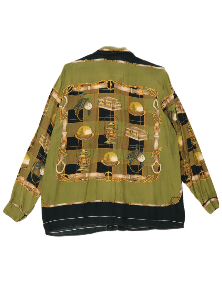 Vintage kvinders abstrakt mønster skjorte UK 18 XL Grøn