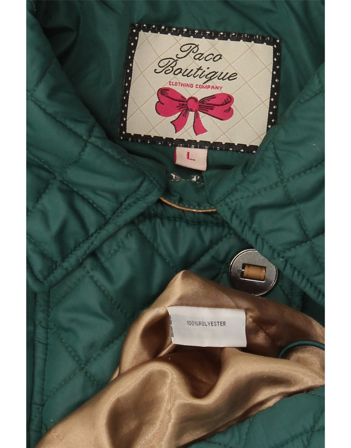 Paco Boutique Dame Quiltet Windbreaker Coat UK 16 Large Green Polyester