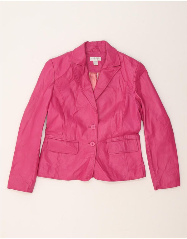 Worthington Dame 2 Button Læder Blazer Jacket UK 12 Medium Pink Læder