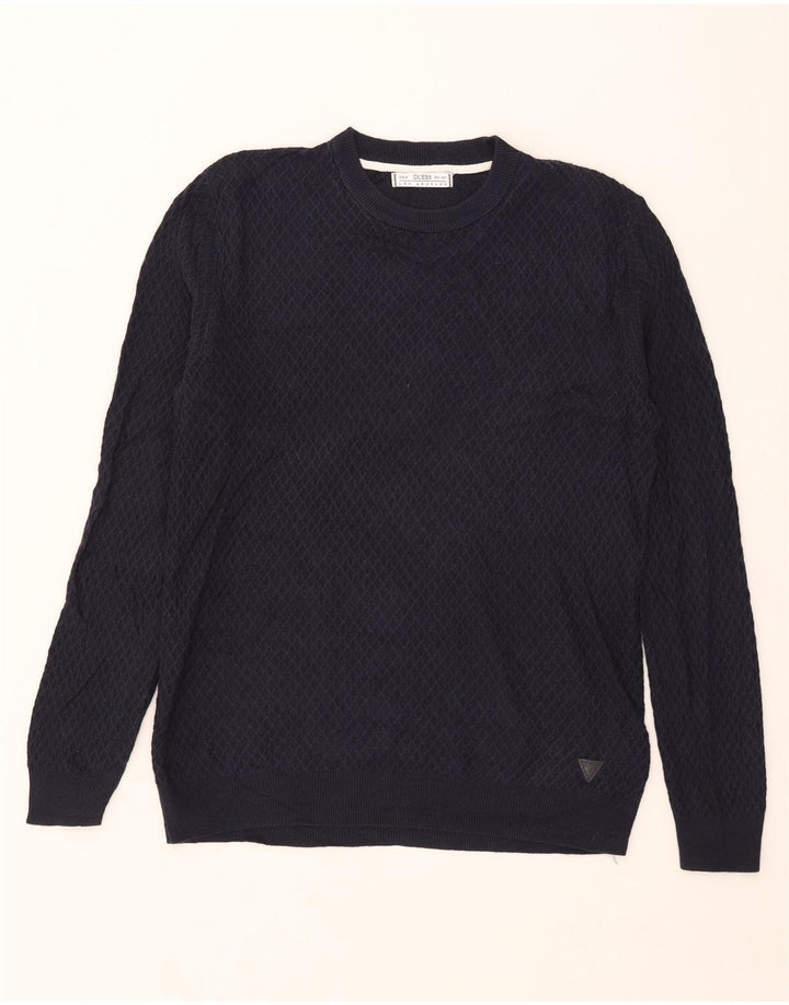 Guess Herre rund hals sweater stor marineblå bomuld