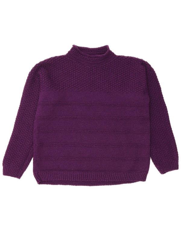 Vintage Dame Turtle Neck Jumper Sweater UK 14 Large Purple