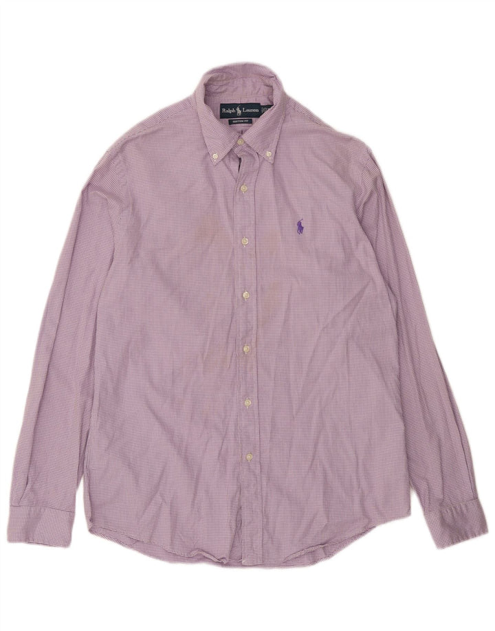 Ralph Lauren Herre Custom Fit skjorte Medium Lilla Houndstooth Bomuld