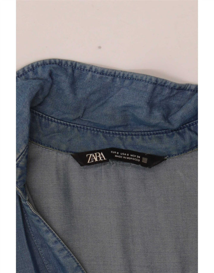Zara Dame Oversized Skjorte UK 10 Lille Blå