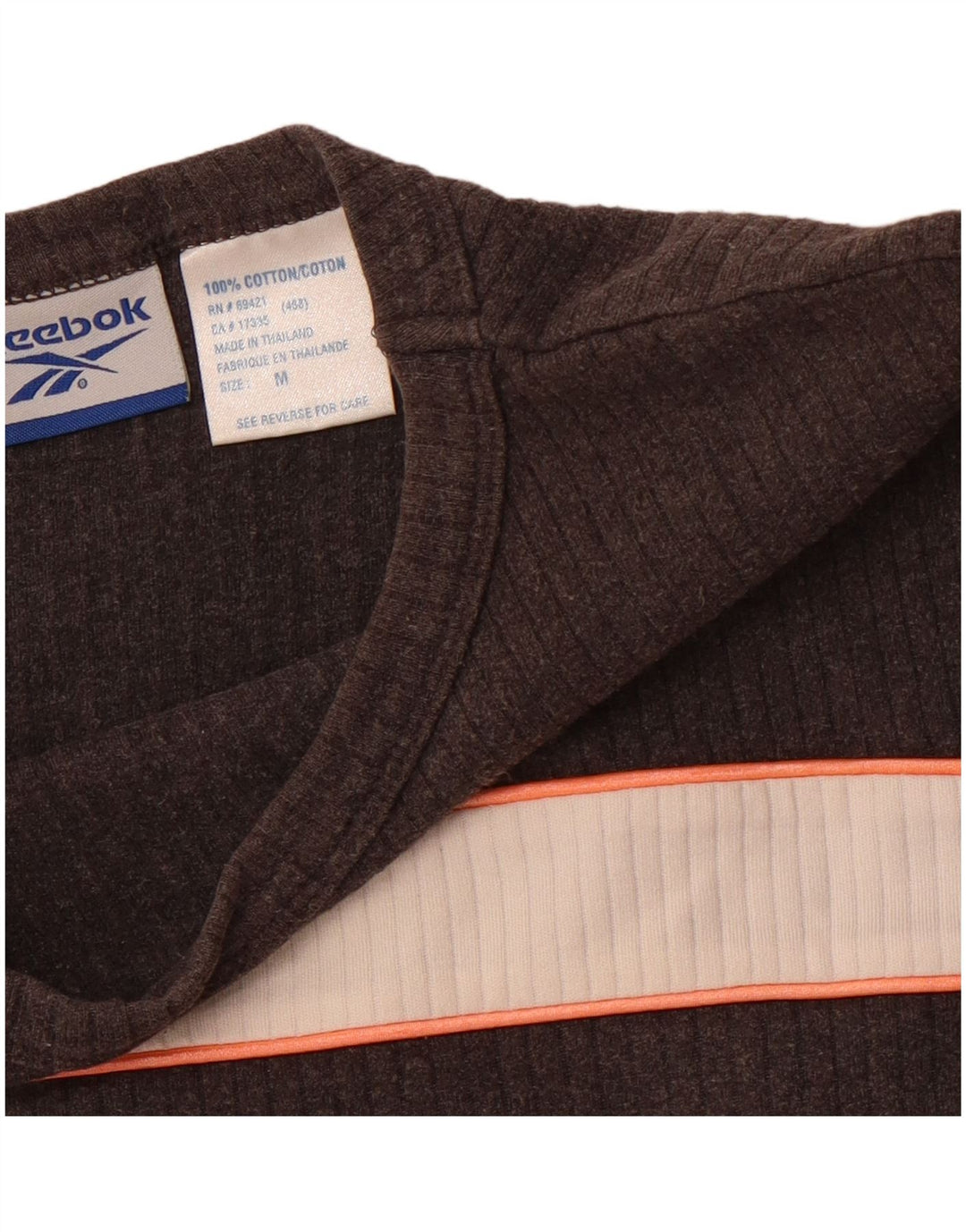 REEBOK Dame T-Shirt Top UK 12 Mellemgrå Colourblock Bomuld