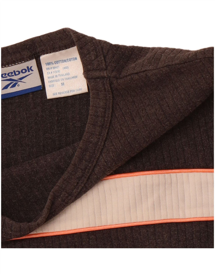 REEBOK Dame T-Shirt Top UK 12 Mellemgrå Colourblock Bomuld