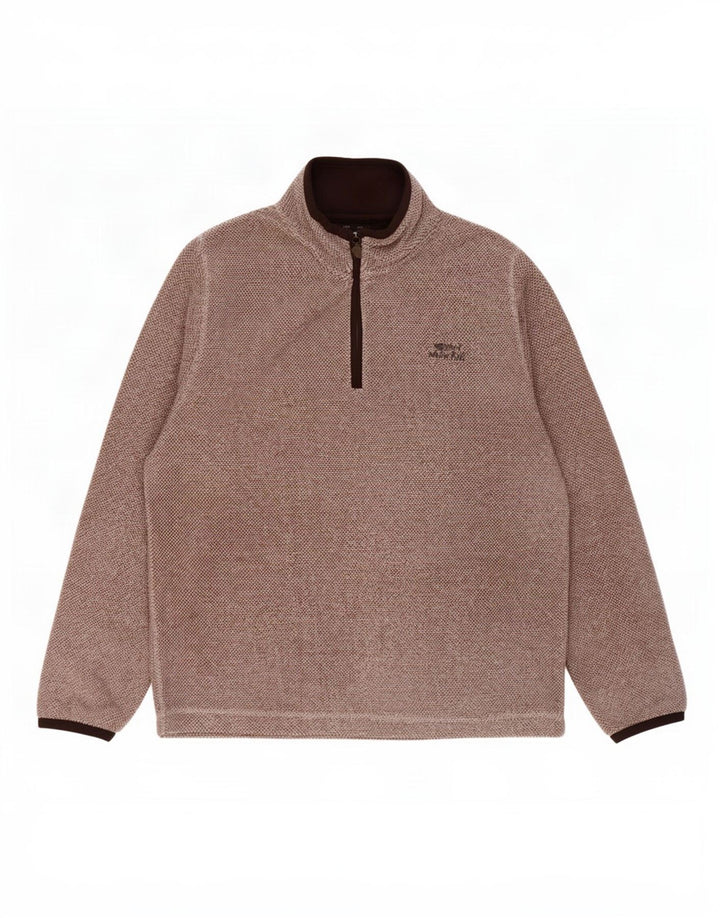 Weird Fish Herre Zip Neck Fleece Jumper Stor Brun Polyester