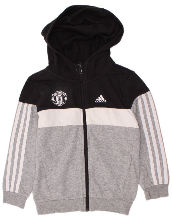 Adidas Boys Manchester United hættetrøje med lynlås 6-7 år Grå Colourblock