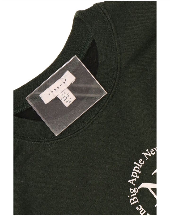 Topshop Dame Grafisk Sweatshirt Jumper UK 14 Medium Grøn