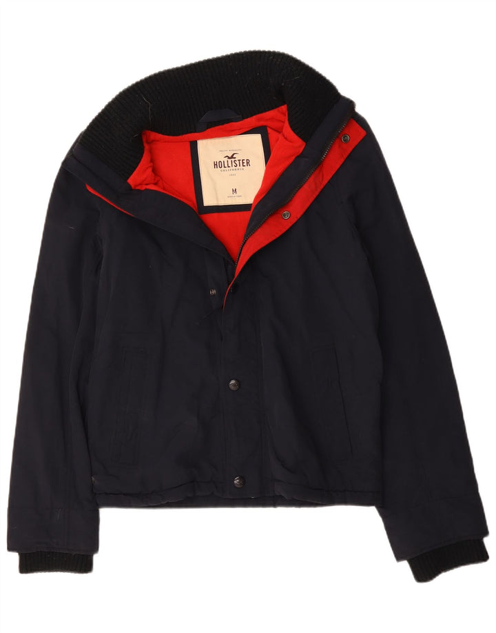Hollister Herre Windbreaker Jacket UK 38 Medium Navy Blue Polyester