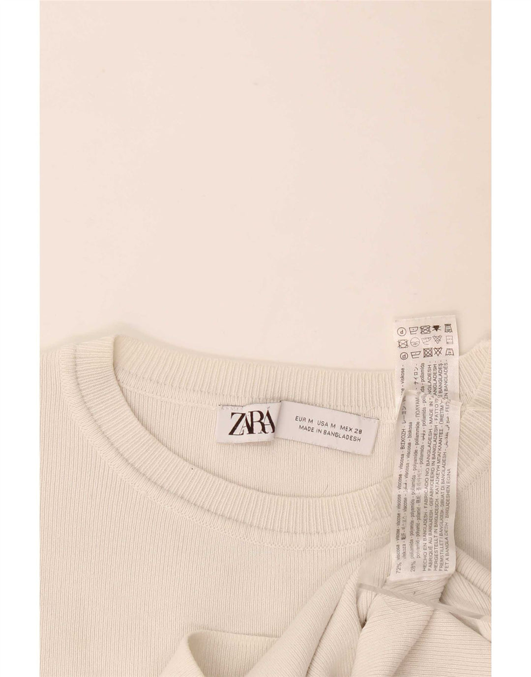 Zara Womens Crop T-Shirt Top UK 12 Medium White Viscose