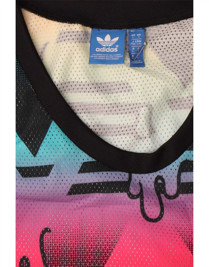 Adidas herre abstrakt mønster vest top stor flerfarvet polyester