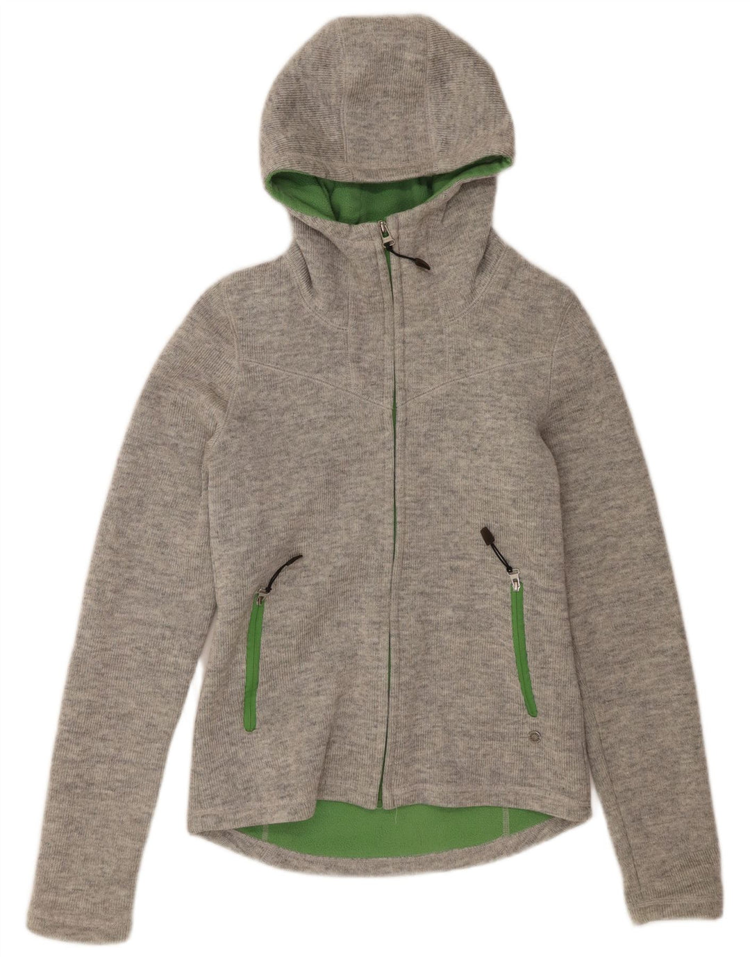 Bænk Dame Hætte Strik Bomber Jacket UK 12 Medium Grå Akryl