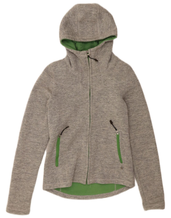 Bænk Dame Hætte Strik Bomber Jacket UK 12 Medium Grå Akryl