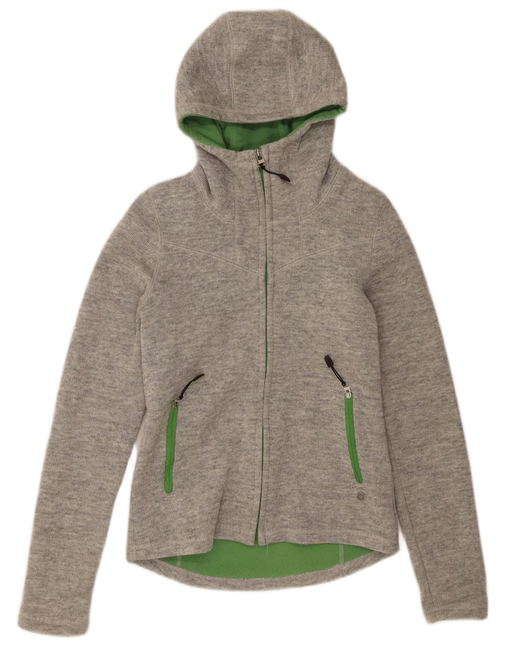 Bænk Dame Hætte Strik Bomber Jacket UK 12 Medium Grå Akryl