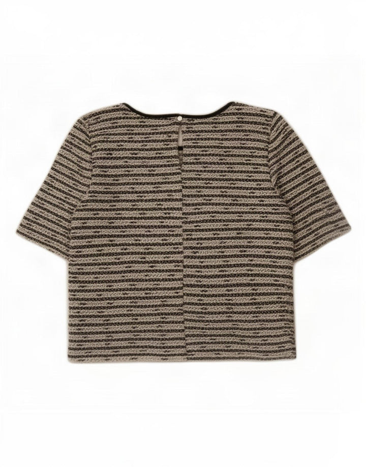 Oasis Dame Oversized bluse Top UK 10 Lille sort stribet bomuld