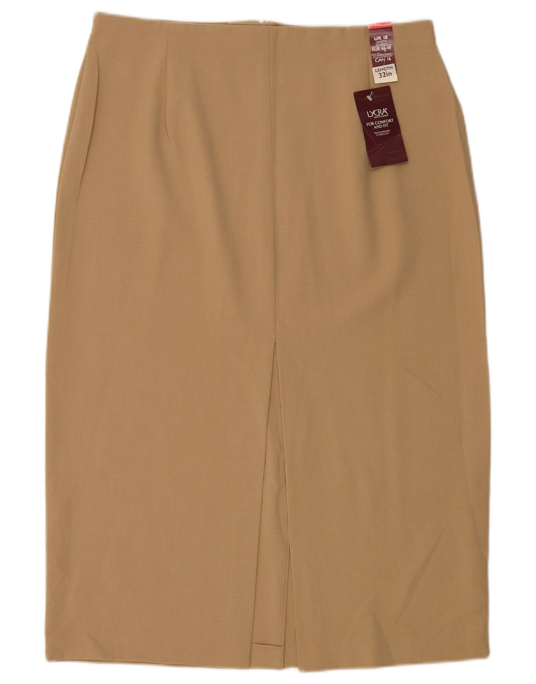 Marks & Spencer Pencil Nederdel til kvinder UK 18 XL W34 Beige Polyester