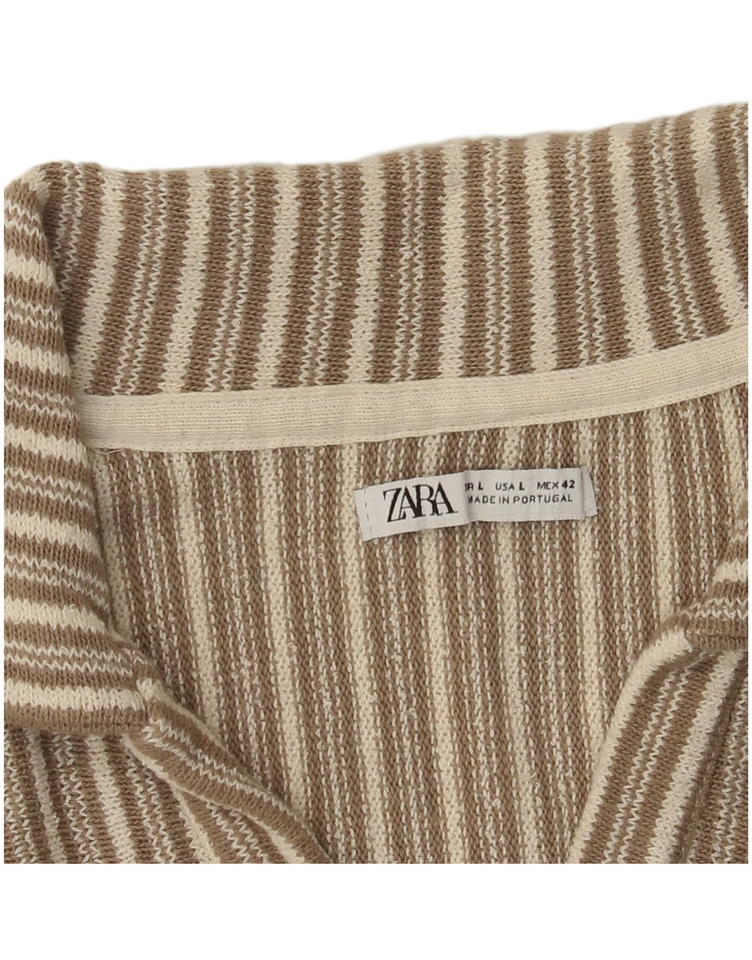 Zara Herre Polo Shirt Stor Beige Stribet