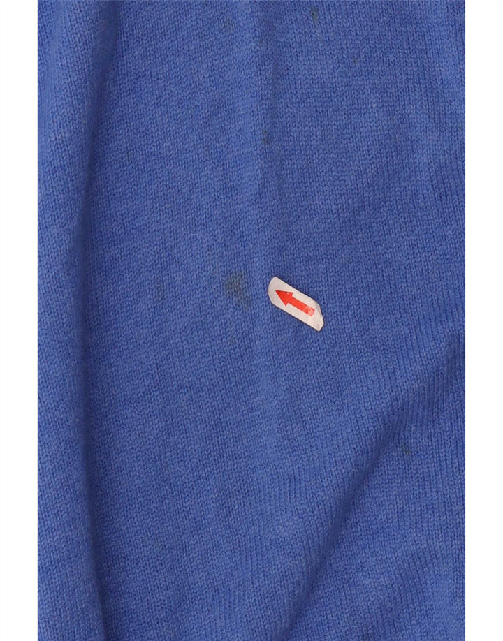 Fred Perry Herre Zip Neck Jumper Sweater Medium Blue Wool