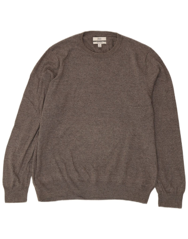 Marks & Spencer Herre sweater med rund hals XL grå bomuld