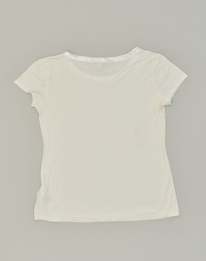 BANANA REPUBLIC Womens T-Shirt Top UK 12 Medium White Viscose | Vintage Banana Republic | Thrift | Second-Hand Banana Republic | Used Clothing | Messina Hembry 