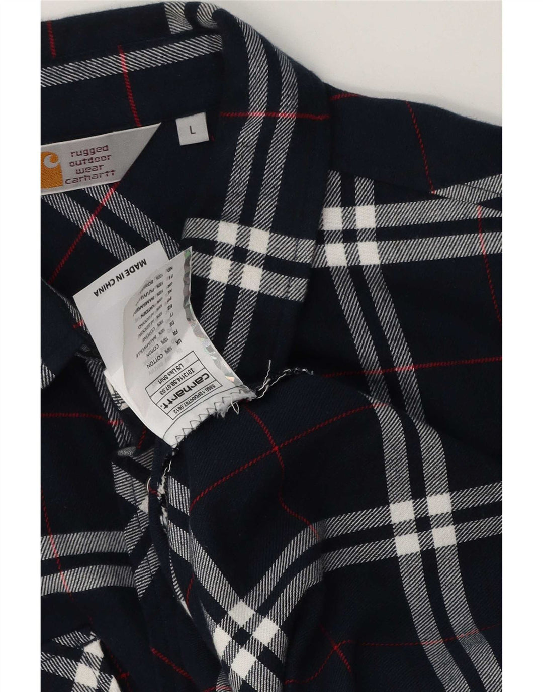 Carhartt Herre flannelskjorte Stor marineblå ternet bomuld