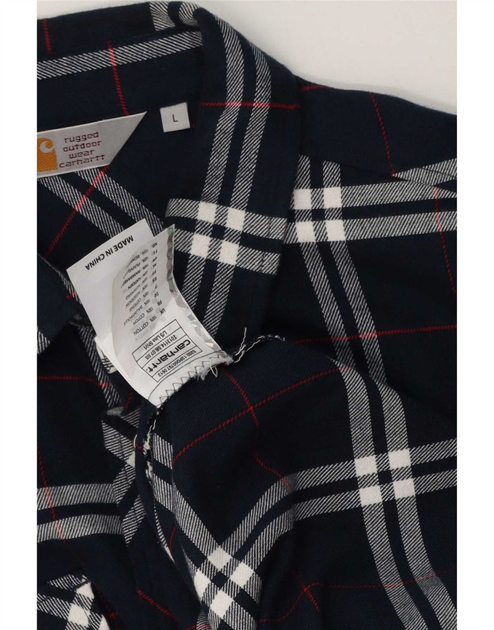 Carhartt Herre flannelskjorte Stor marineblå ternet bomuld