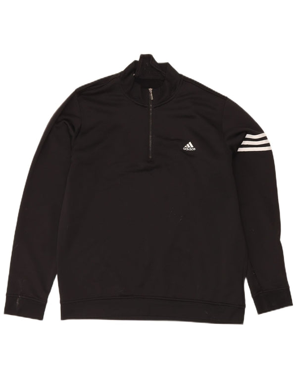 Adidas Herre Climalite Sweatshirt med lynlås, stor sort polyester