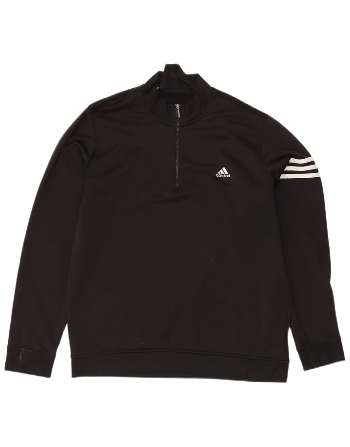 Adidas Herre Climalite Sweatshirt med lynlås, stor sort polyester