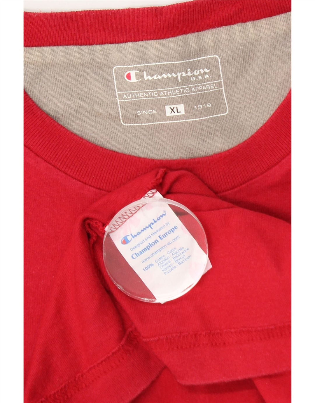 Champion Herre T-Shirt Top XL Rød Bomuld