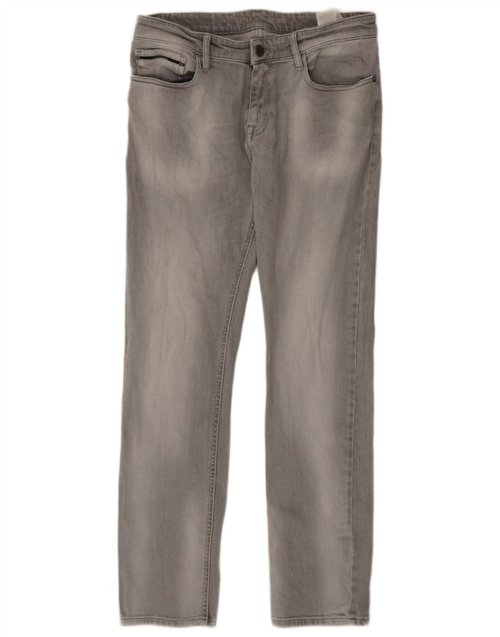 Calvin Klein Herre Slim Jeans W32 L32 Grå Bomuld