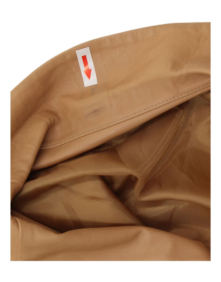 Vintage dame 3-knaps læder blazerjakke IT 46 Stort beige læder