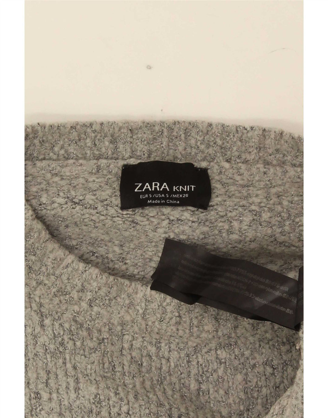 Zara Womens Oversized Crew Neck Jumper Sweater UK 10 Small Grey Acryl
