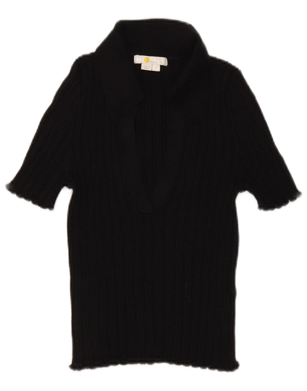 Boden Dame Polo Shirt UK 12 Medium Sort Bomuld