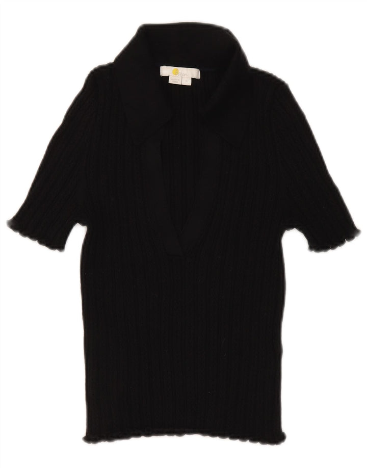 Boden Dame Polo Shirt UK 12 Medium Sort Bomuld