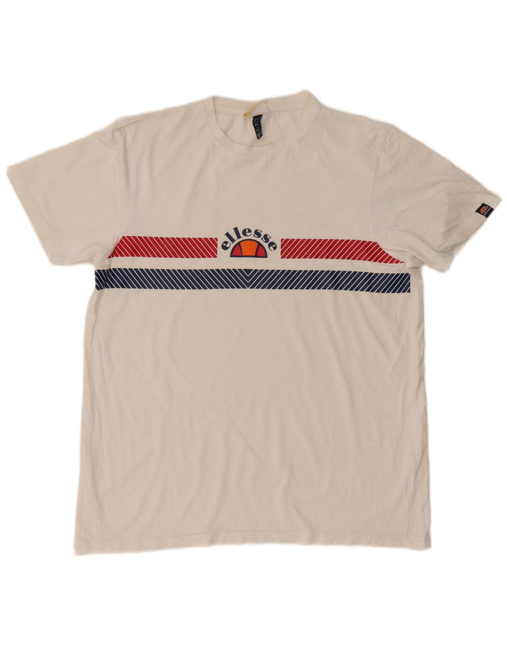 ELLESSE Herre T-Shirt Top Stor Hvid Colourblock