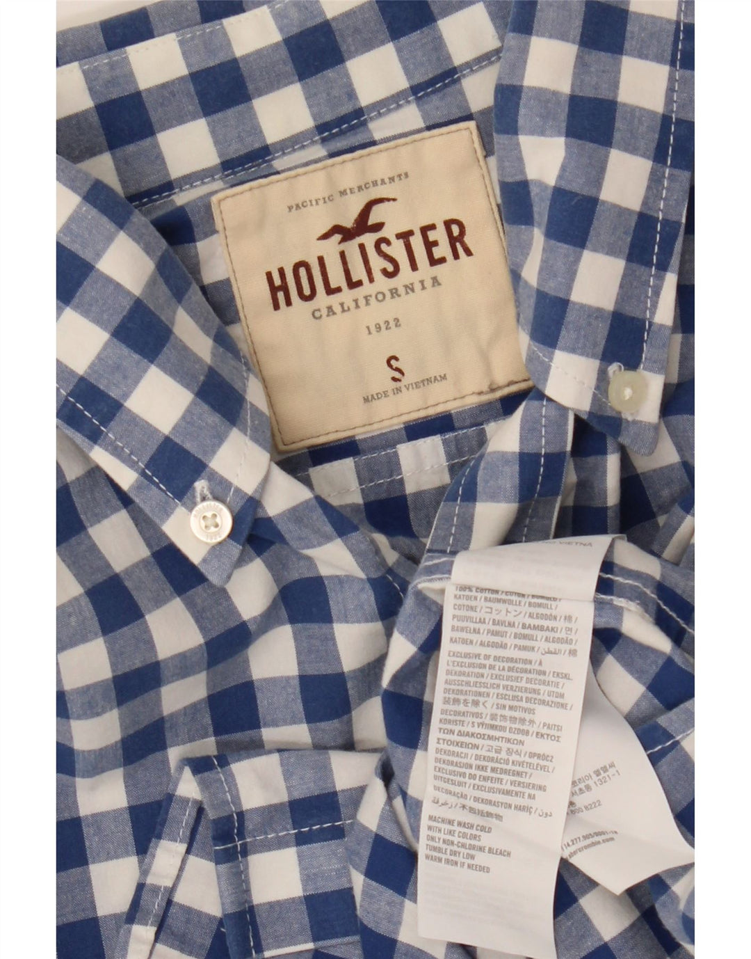 HOLLISTER Herreskjorte lille marineblå Gingham bomuld
