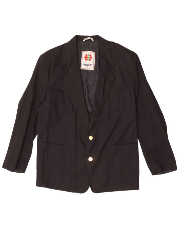 Wampum Herre 2 Button Blazer Jacket UK 40 Large Black Viscose