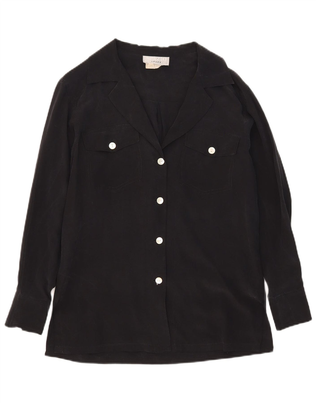 Spazio Womens Oversized Shirt Bluse UK 10 Small Black Silk