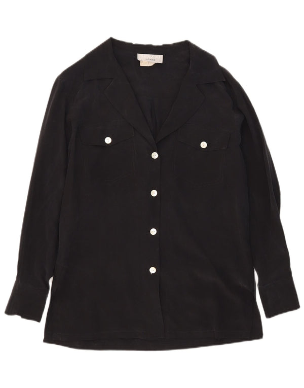 Spazio Womens Oversized Shirt Bluse UK 10 Small Black Silk