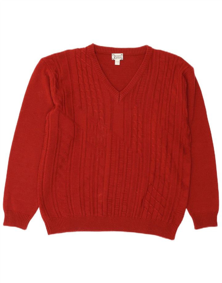 Jacques Lorant Herre V-hals sweater UK 38/40 Medium Rød polyakryl