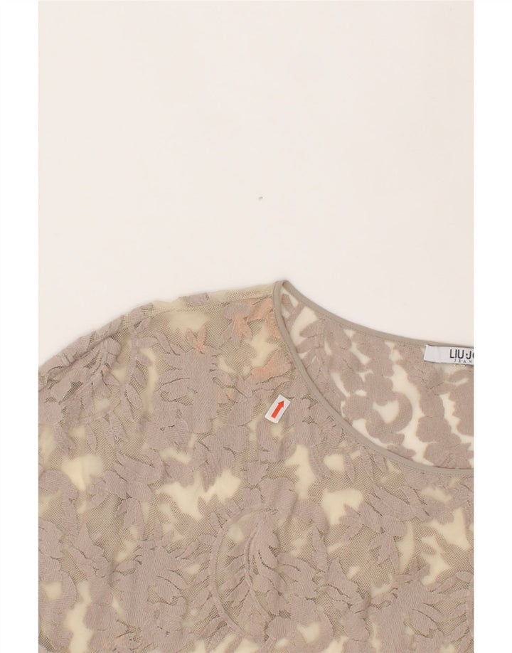 LIU JO Womens Blouse Top UK 14 Large Beige Floral Vintage Liu Jo and Second-Hand Liu Jo from Messina Hembry 