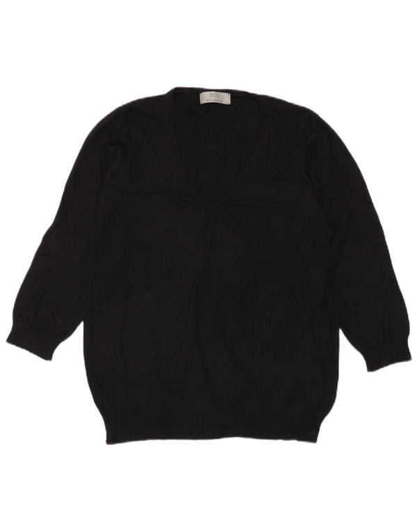Marks & Spencer Dame 3/4-ærmet V-hals sweater UK 10 Small Black