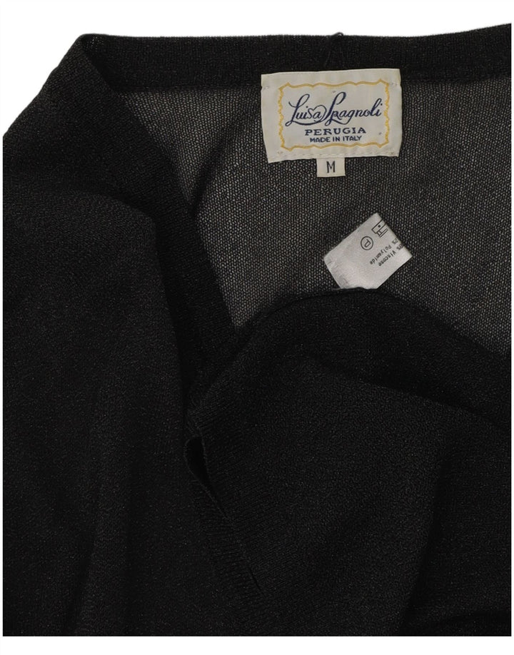 Luisa Spagnoli Dame Se Through Cardigan Top UK 14 Medium Black Viscose