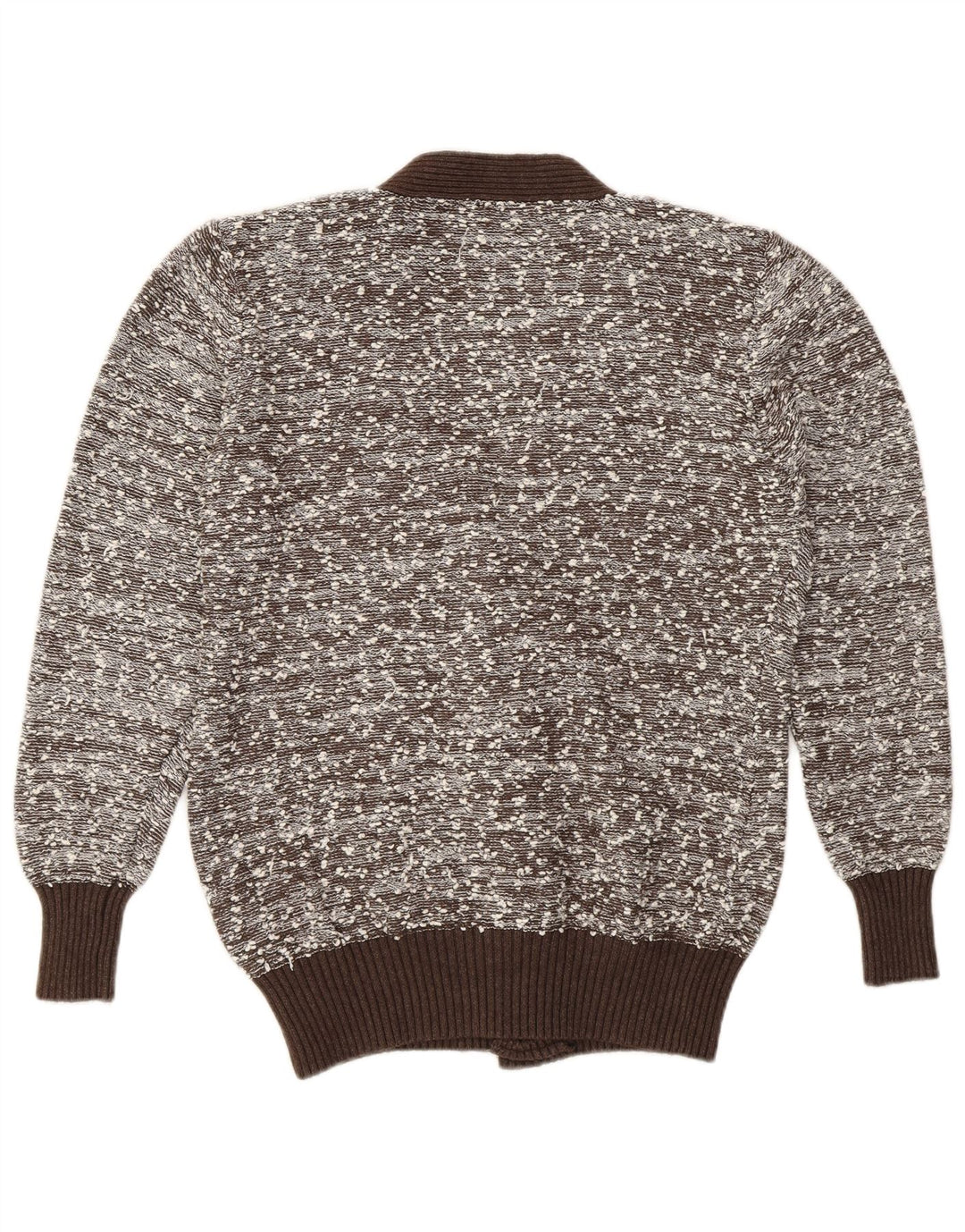 Vintage dame cardigan sweater UK 16 Large Brown Flecked Polyamide